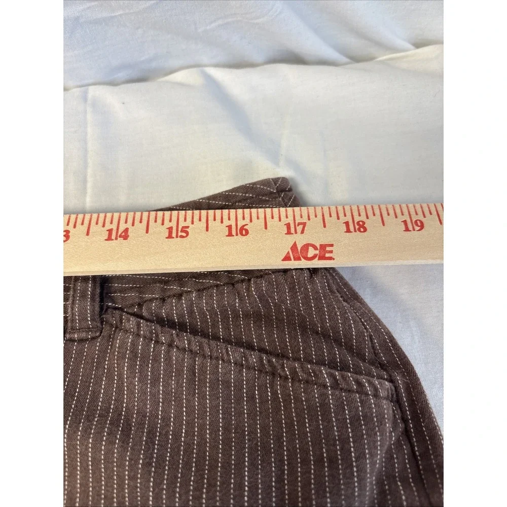 St John's Bay Bermuda Shorts Women SZ 16W Brown W/White Pinstripes Stretch Style